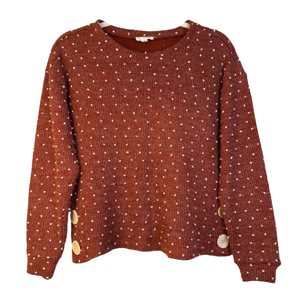 S.C.Society Burnt Orange Sweater Polka Dot Women’s Fall Pumpkin Thanksgiving S